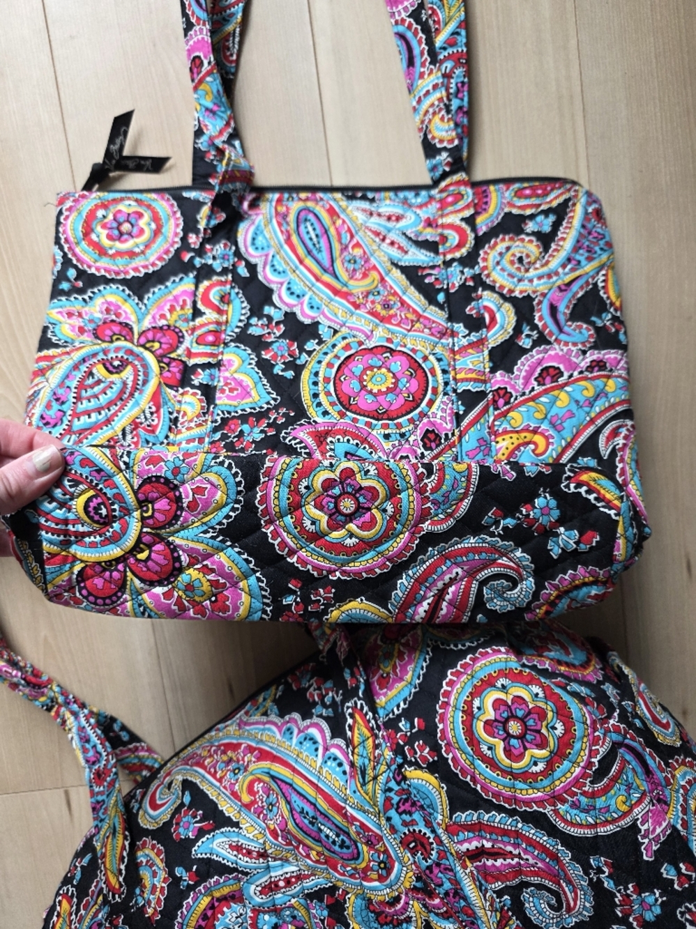 Bundle Vera Bradley Travel Bags Quilted Paisley Weekender Tote Bag Black Printed - Picture 2 of 9